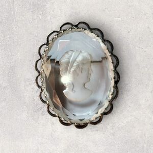 Vintage Clear Round Lady Face Women’s Cameo  West Germany